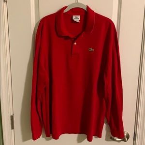 Lacoste Long Sleeve knit polo size 8 XL red